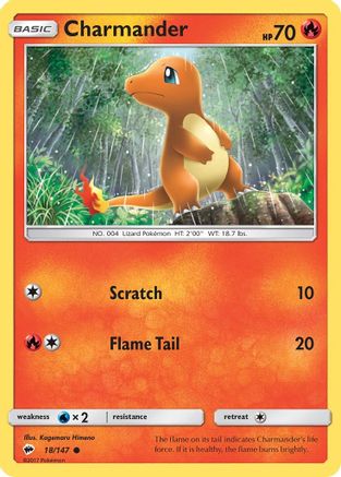 Charmander 018/147 - SM  Burning Shadows Reverse Holofoil