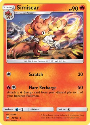 Simisear 023/147 - SM  Burning Shadows Reverse Holofoil