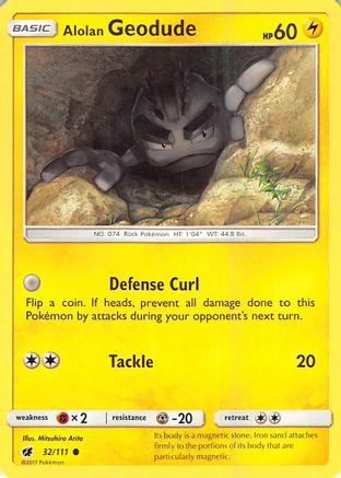 Alolan Geodude 032/111 - SM  Crimson Invasion Reverse Holofoil