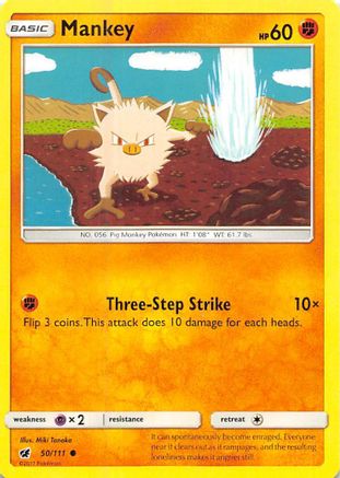 Mankey 050/111 - SM  Crimson Invasion Reverse Holofoil