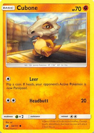 Cubone 052/111 - SM  Crimson Invasion Reverse Holofoil
