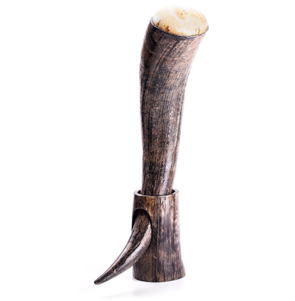 Curved Drinking Horn Bundle with Stand & Holster