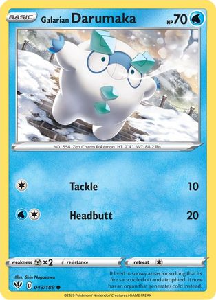 Galarian Darumaka 043/189 - SWSH03 Darkness Ablaze Reverse Holofoil