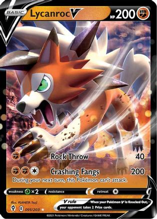 Lycanroc V 091/203 - SWSH07 Evolving Skies Holofoil