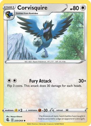 Corvisquire 220/264 - SWSH08 Fusion Strike Reverse Holofoil