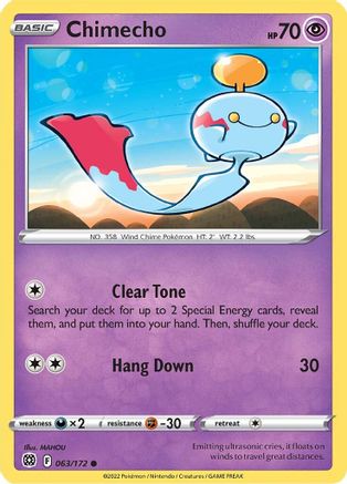 Chimecho 063/172 - SWSH09 Brilliant Stars Reverse Holofoil