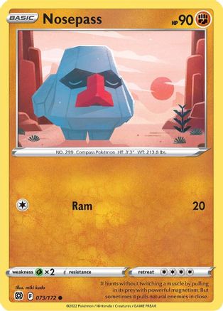 Nosepass 073/172 - SWSH09 Brilliant Stars Reverse Holofoil