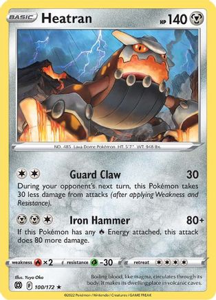 Heatran 100/172 - SWSH09 Brilliant Stars Reverse Holofoil