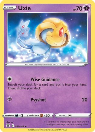 Uxie 065/189 - SWSH10 Astral Radiance Reverse Holofoil