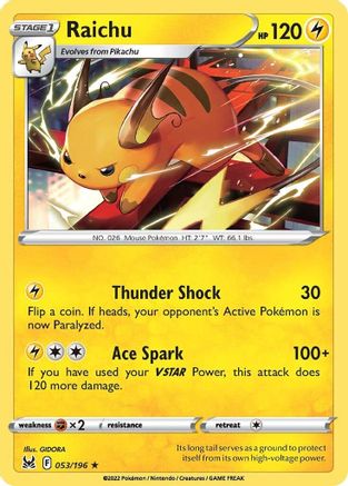 Raichu 053/196 - SWSH11 Lost Origin