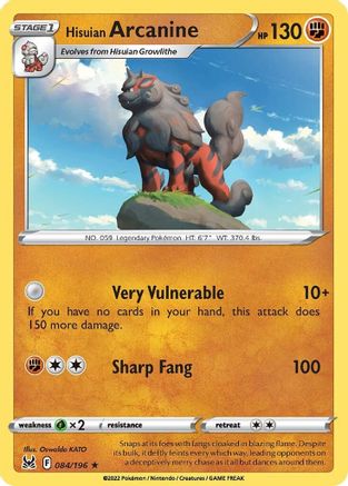 Hisuian Arcanine 084/196 - SWSH11 Lost Origin Holofoil
