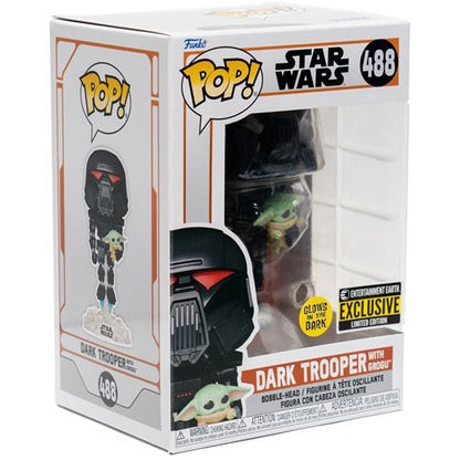 POP! Star Wars: 488 The Mandalorian, Dark Trooper with Grogu (GITD) Exclusive