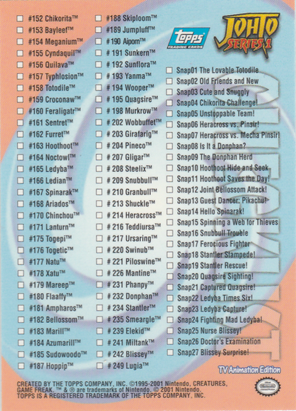 Checklist (-) [Topps Pokemon Johto Series 1]