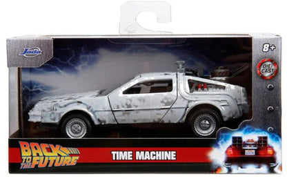 Back to the Future die-cast 1:32 scale "Hollywood Rides" DeLorean Time Machine (Frost Covered)