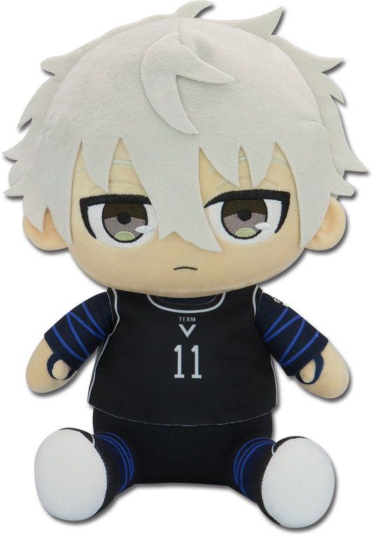 Blue Lock Nagi Seishiro Team V Uniform Sitting Pose Plush 12 inch - GE Animation officially licensed anime collectible
