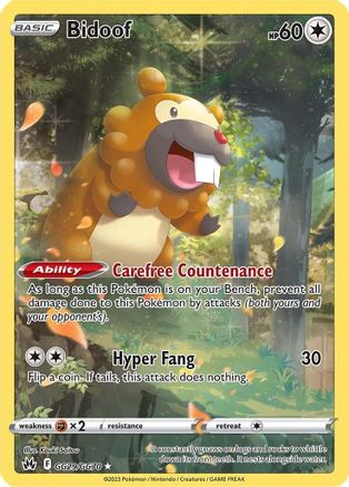 Bidoof GG29/GG70 - Crown Zenith Galarian Gallery Holofoil - Super Anime Store