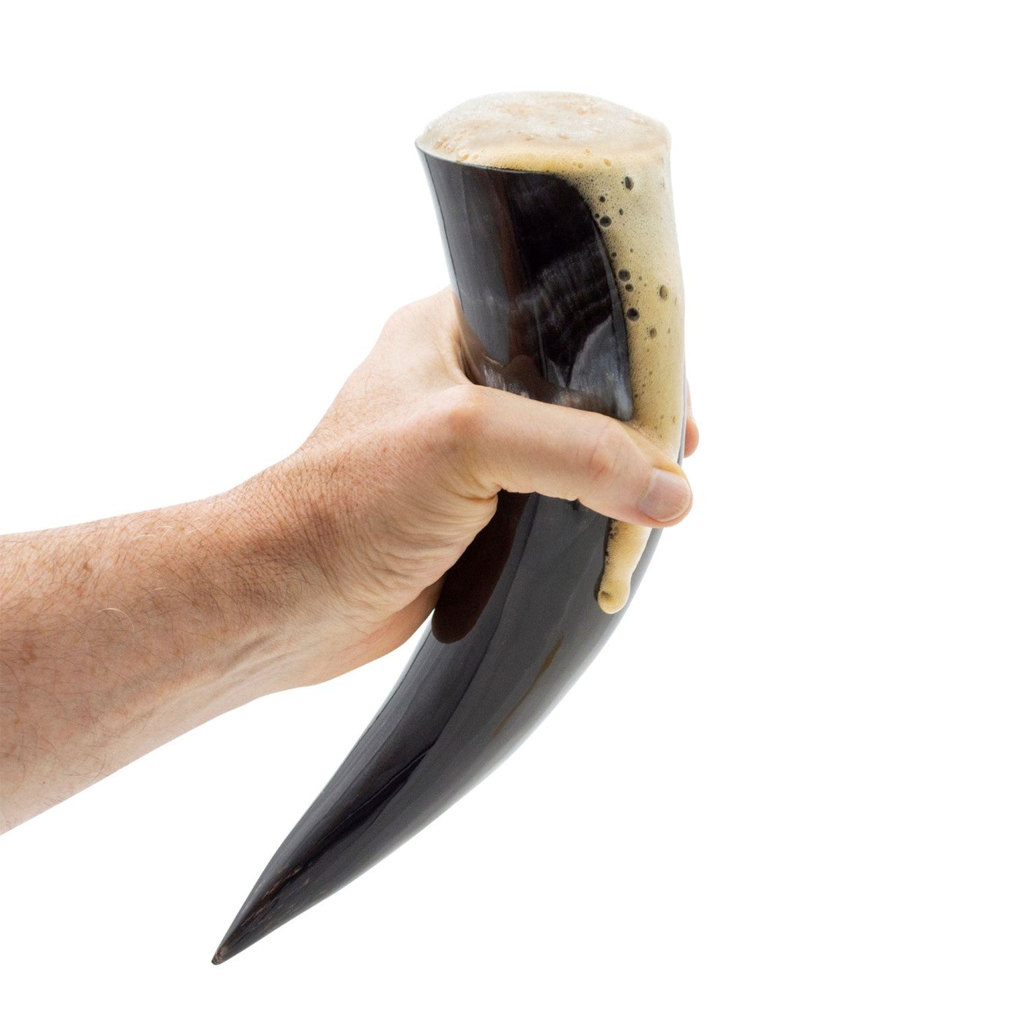 Curved Drinking Horn with Wooden Stand