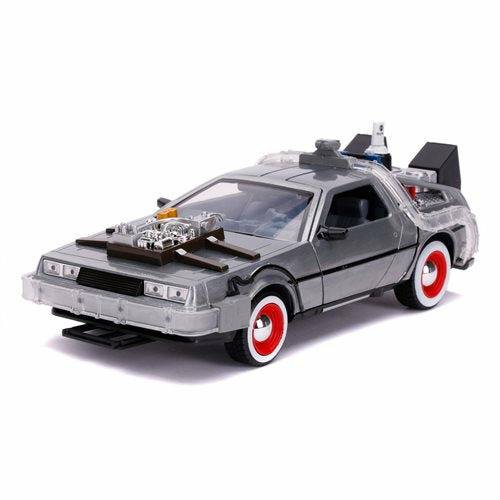 Back to the Future Part III die-cast 1:24 scale "Hollywood Rides" light-up DeLorean Time Machine