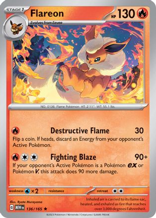 Flareon 136/165 - SV Scarlet & Violet 151 Holofoil
