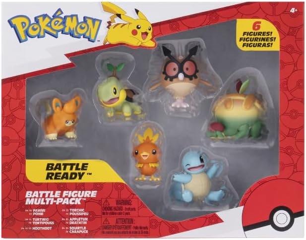 Pokémon Battle Figure Multipack (6PK: 2" Pawmi, Squirtle #2, Torchic, Turtwig, Hoothoot, Appltun)