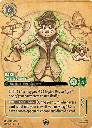 Basil - Disguised Detective (Enchanted) (212/204) - Azurite Sea Holofoil