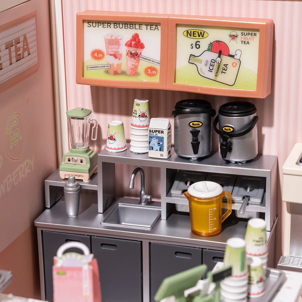 Rolife Super Creator Double Joy Bubble Tea DIY Miniature House Kit
