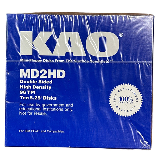 KAO 5 1/4"(5.25") NEW BLUE BOX 10 DSDD Disk Floppy ~ MD 2HD