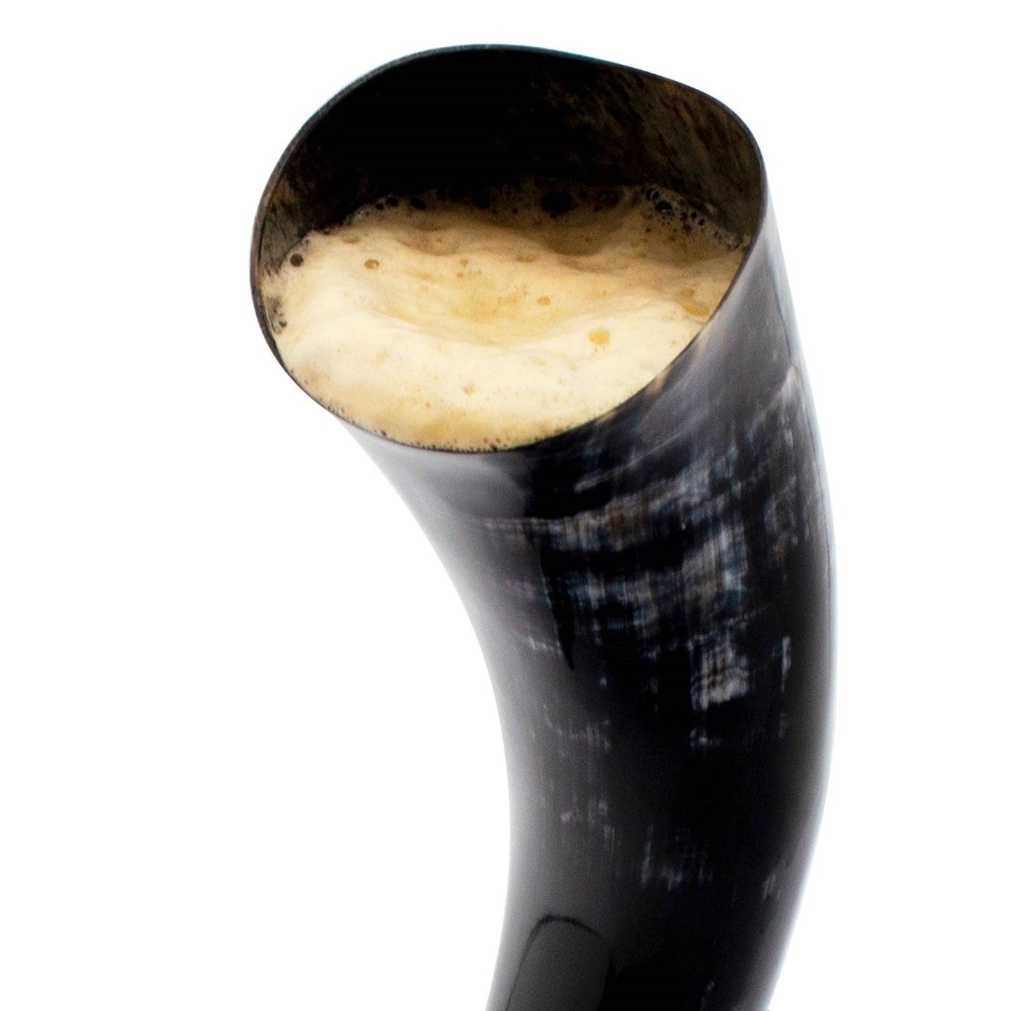 Curved Drinking Horn with Wooden Stand