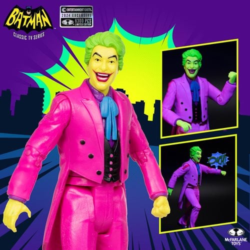 McFarlane Toys DC Retro The Joker Batman: Classic TV Series Black Light Gold Label 6-Inch Action Figure - Entertainment Earth Exclusive