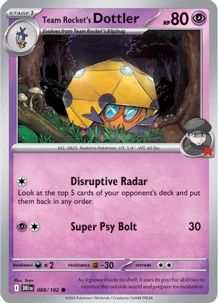 Team Rocket's Dottler 088 - SV10 Destined Rivals - Reverse Holofoil