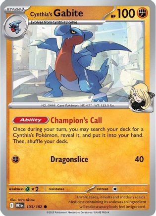 Cynthia's Gabite 103 - SV10 Destined Rivals