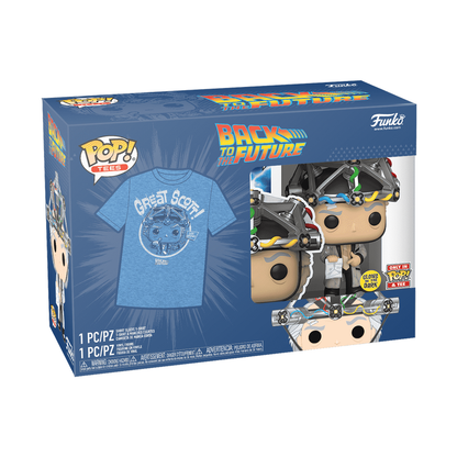 Funko POP! T-Shirts – Zurück in die Zukunft „Glow in the Dark“ Pop Vinyl Doc Brown mit Helm, plus Unisex-T-Shirt