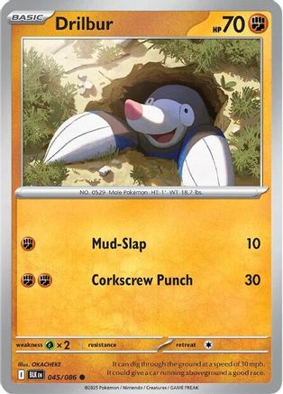Drilbur 045/086 - SV Black Bolt Reverse Holofoil