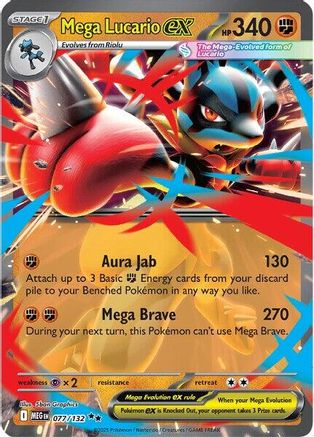 Mega Lucario ex 077/132 - ME01 Mega Evolution Holofoil