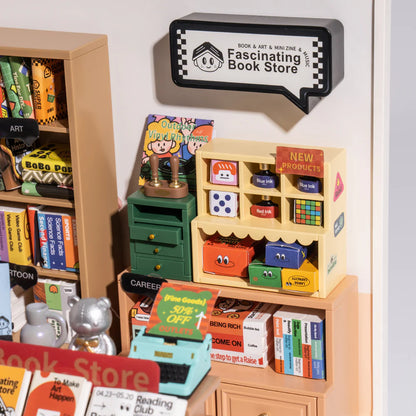 Rolife Super Creator Fascinating Book Store DIY Miniature House Kit