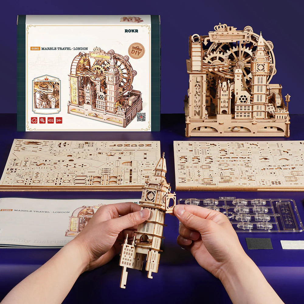 ROKR Marble Travel • London Marble Run Wooden 3D Puzzle