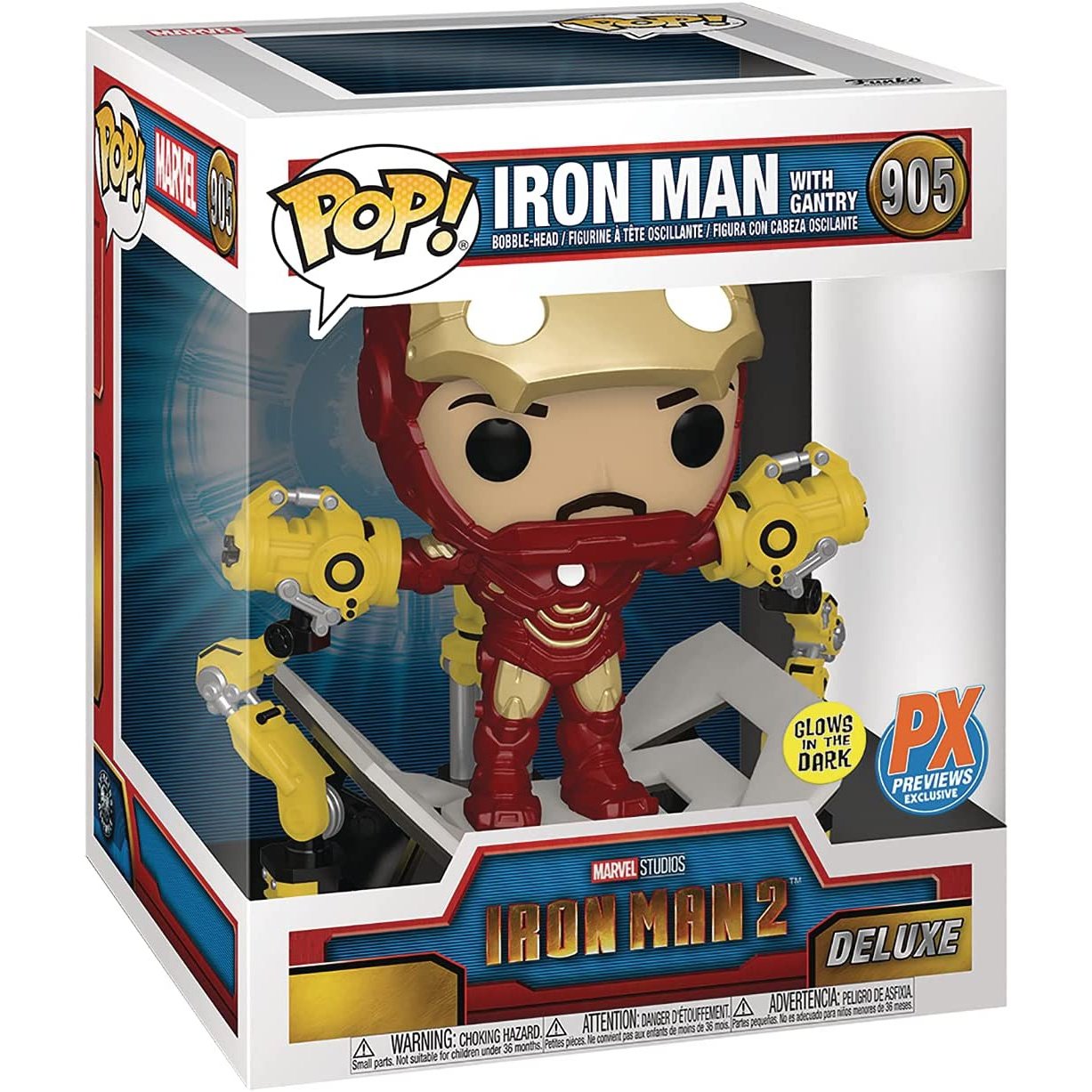 Funko Pop! Iron Man 2 MKIV with Gantry Glow-in-The-Dark Deluxe Vinyl Figure