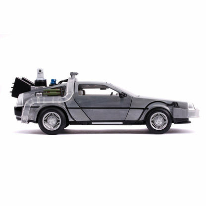 Back to the Future Part II die-cast 1:24 scale "Hollywood Rides" light-up DeLorean Time Machine