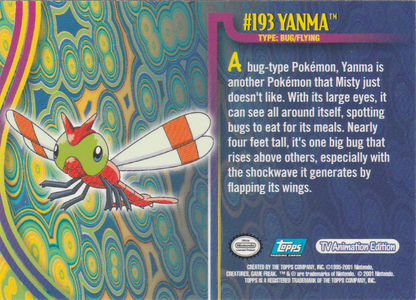 Yanma Foil (193) [Topps Pokemon Johto Series 1]