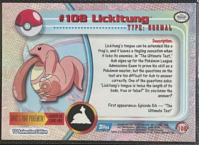 Lickitung Foil (108) [Topps TV Animation Edition Series 2 (Blue Logo)]