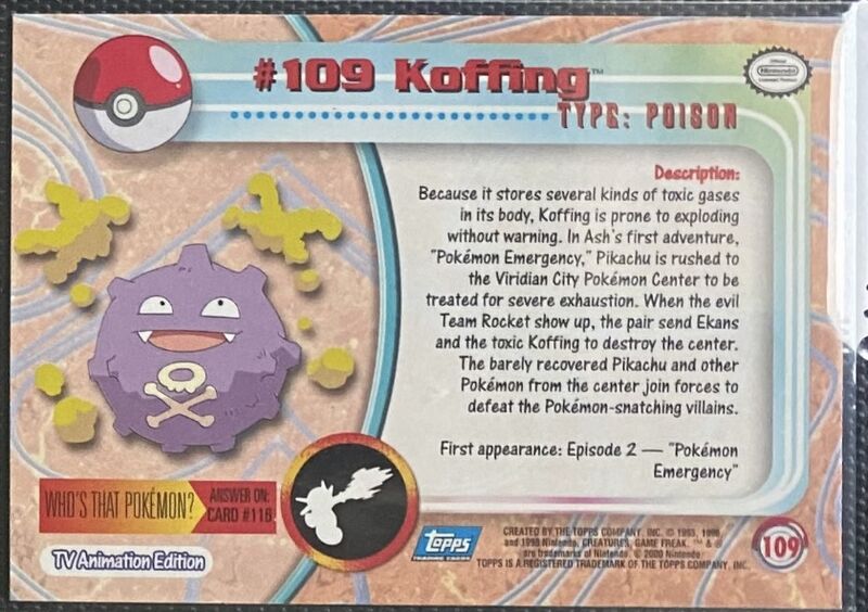 Koffing Foil (109) [Topps TV Animation Edition Series 2]