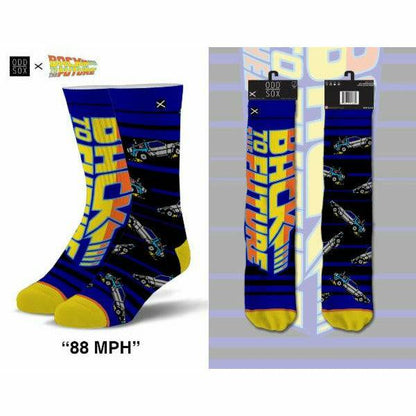 Back to the Future "88 MPH" Men's Crew Straight Down Knit Mix-Match Socks (Size 6-13)