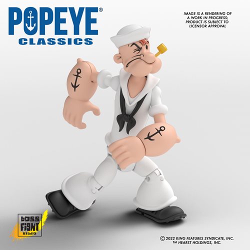 Popeye Classics Wave 2 Popeye weißer Matrosenanzug, Actionfigur im Maßstab 1:12 
