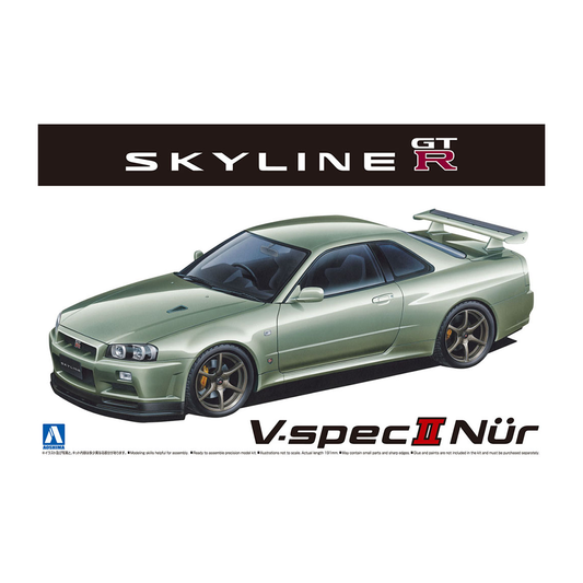 Aoshima: 1/24 Nissan BNR34 Skyline GT-R V-SpecII Nur. '02 Scale Model Kit #134