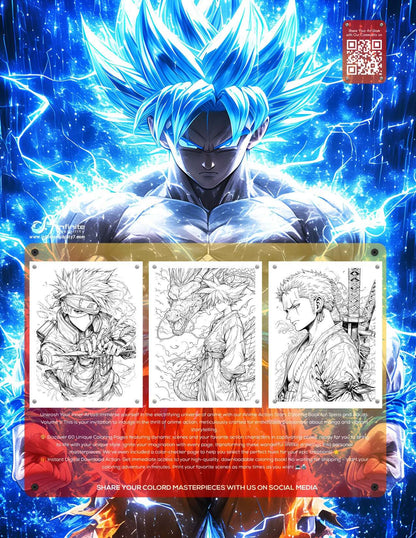 Anime Action Stars Coloring Book Vol 1 | 60 Pages | Teens & Adults