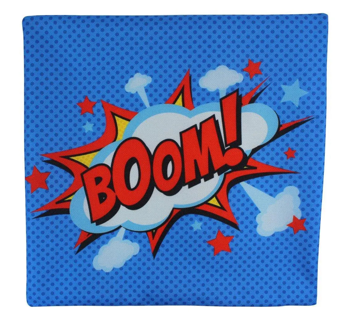 BOOM | Blue | Anime | Fun Gifts | Pillow Cover | Home Decor | Superhero | Happy Birthday | Kids Room | Gift idea | Kids Decor | Room Decor