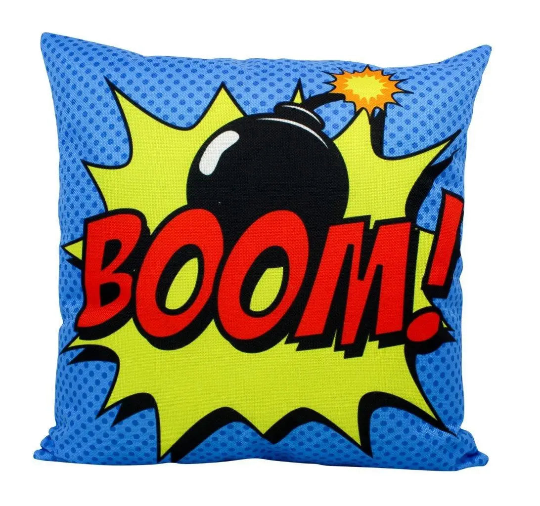 BOOM | Red |  Anime | Fun Gifts | Pillow Cover | Home Decor | Throw Pillows | Happy Birthday | Kids Room | Bedroom Decor | Room Decor