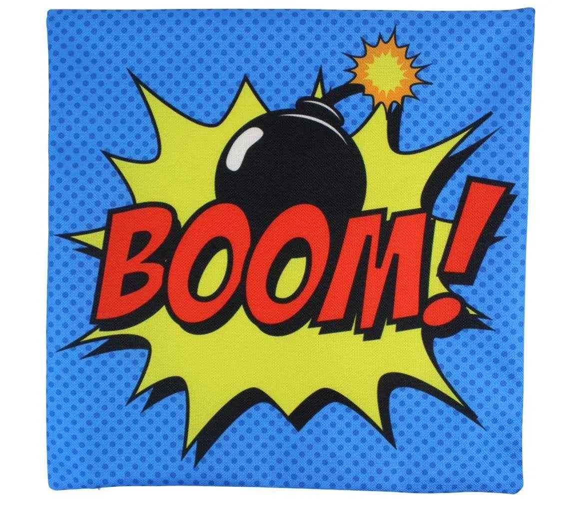 BOOM | Red |  Anime | Fun Gifts | Pillow Cover | Home Decor | Throw Pillows | Happy Birthday | Kids Room | Bedroom Decor | Room Decor