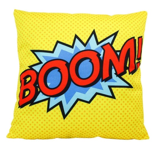 BOOM | Yellow | Anime | Fun Gifts | Pillow Cover | Home Decor | Superhero | Happy Birthday | Kids Room | Red Throw PIllow | Kids Decor | Room Decor