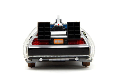 Back to the Future Part III (rail version) die-cast 1:24 scale "Hollywood Rides" light-up DeLorean Time Machine